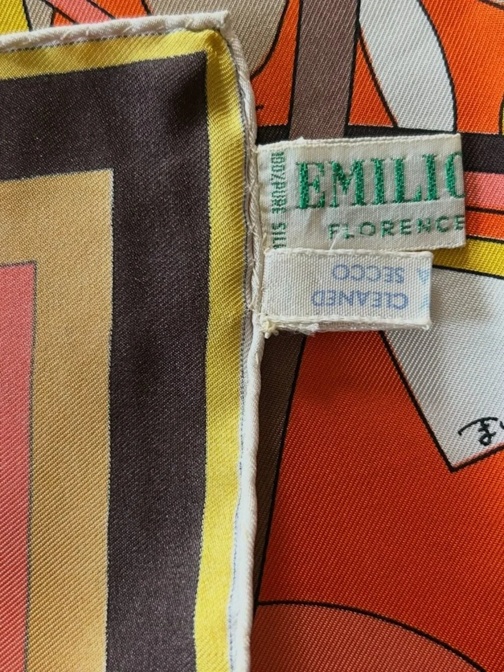 Vintage Emilio Pucci Silk Scarf Made in Italy Hand Rolled Edges